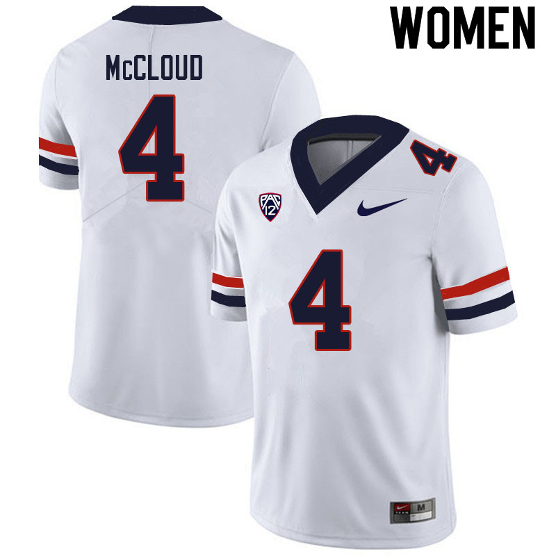 Women #4 Jordan McCloud Arizona Wildcats College Football Jerseys Sale-White